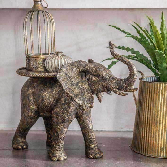 Antique Gold Elephant Plant Stand