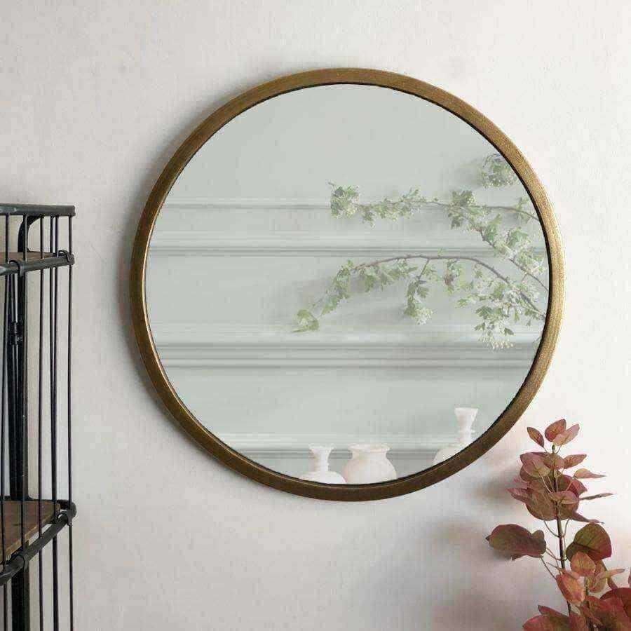 Antique Gold Round Mirror - The Farthing