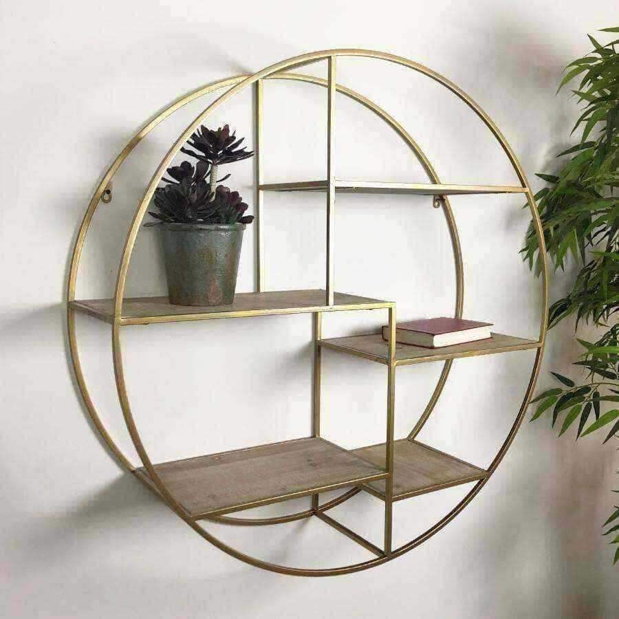 Antiqued Gold Metal and Wood Shelf Unit at the Farthing | Vintage Wire ...