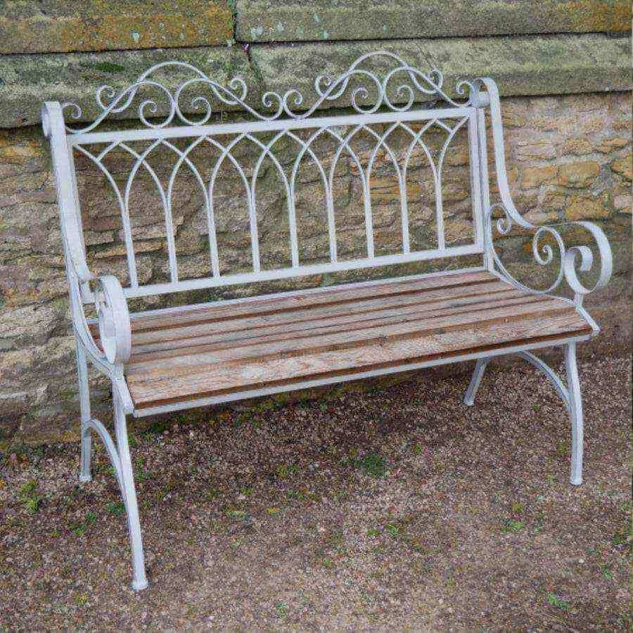 Antiqued Grey Metal & Wood Garden Bench - The Farthing