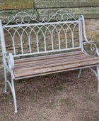 Antiqued Grey Metal & Wood Garden Bench - The Farthing