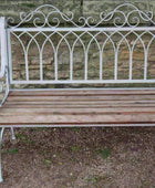 Antiqued Grey Metal & Wood Garden Bench - The Farthing