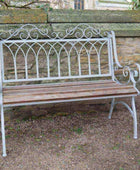 Antiqued Grey Metal & Wood Garden Bench - The Farthing