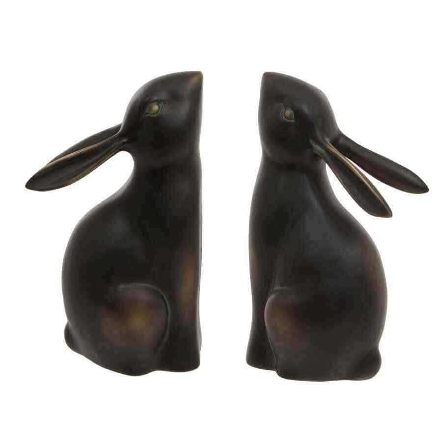 Antiqued Rabbit Bookends - The Farthing