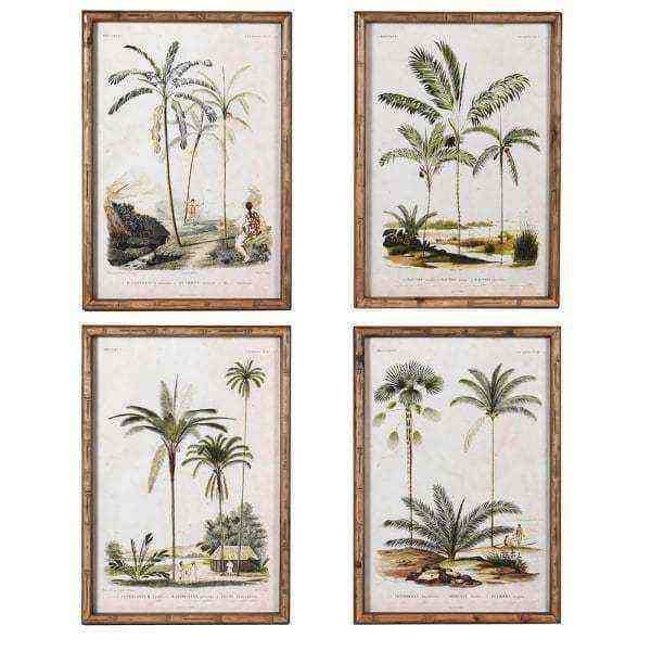 Bamboo Style Vintage Palm Tree Illustrations - set of four - The Farthing
