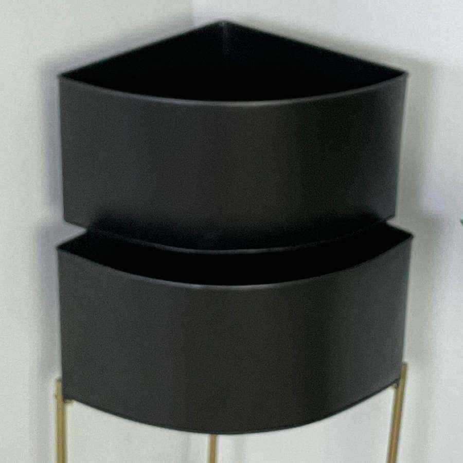 Black and Gold Raised Corner Planter Stand - The Farthing