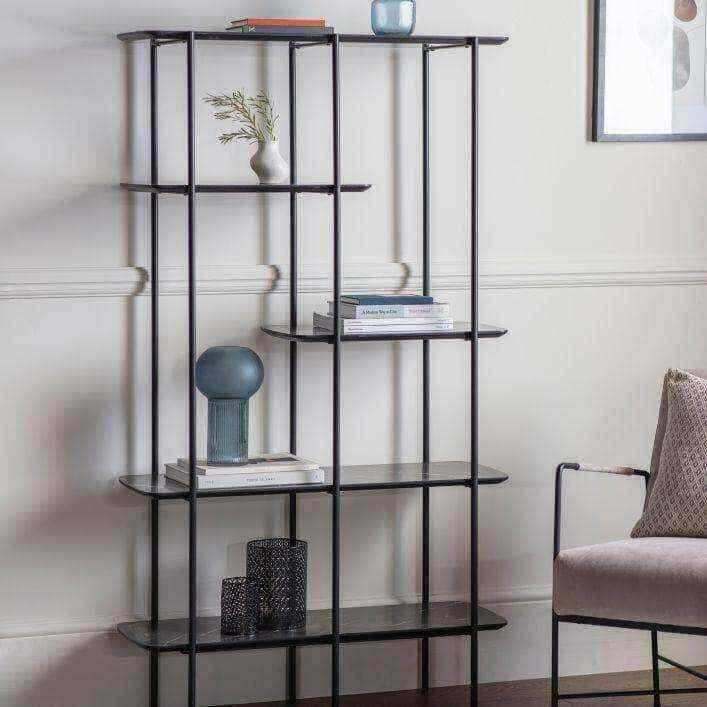 Black Faux Marble Lulworth Shelving Unit - The Farthing