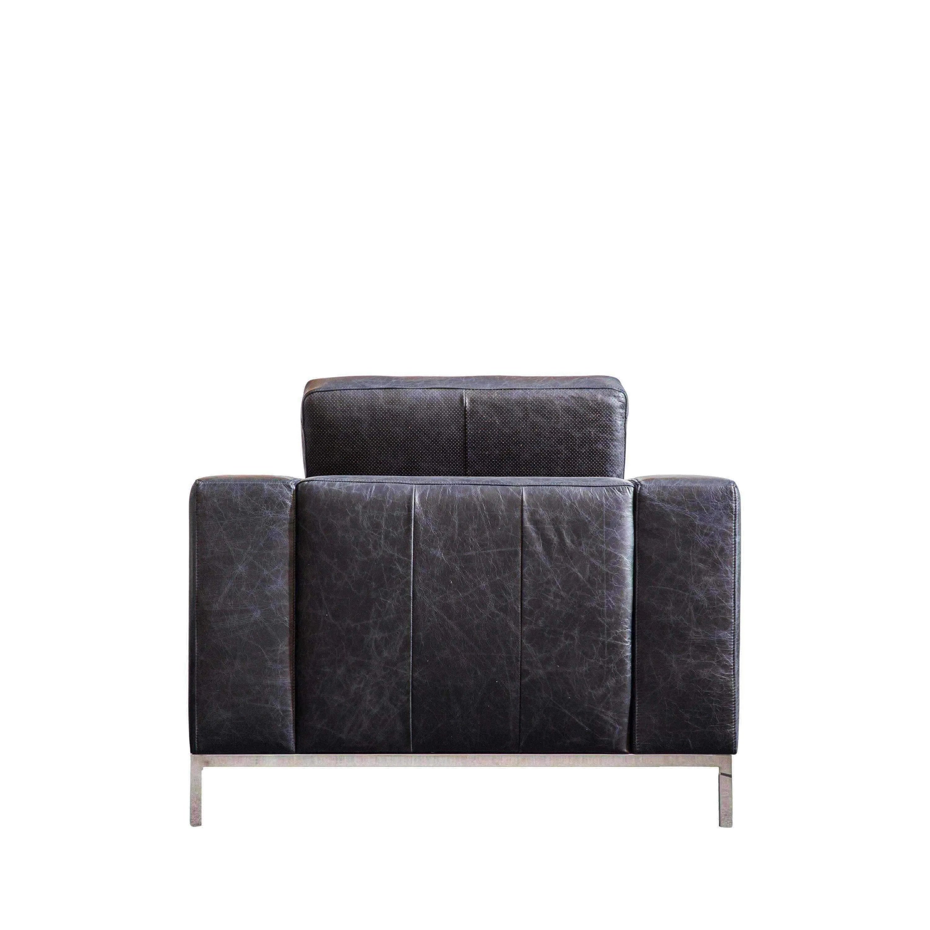 Black Leather Alpo Armchair - The Farthing