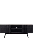 Black Slatted Wooden 2 Door Media Unit - The Farthing