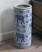 Blue and White Ceramic Umbrella Stand - The Farthing