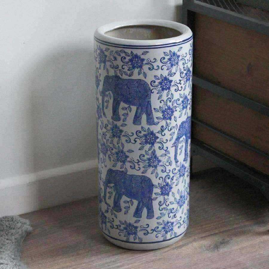 Blue and White Ceramic Umbrella Stand - The Farthing