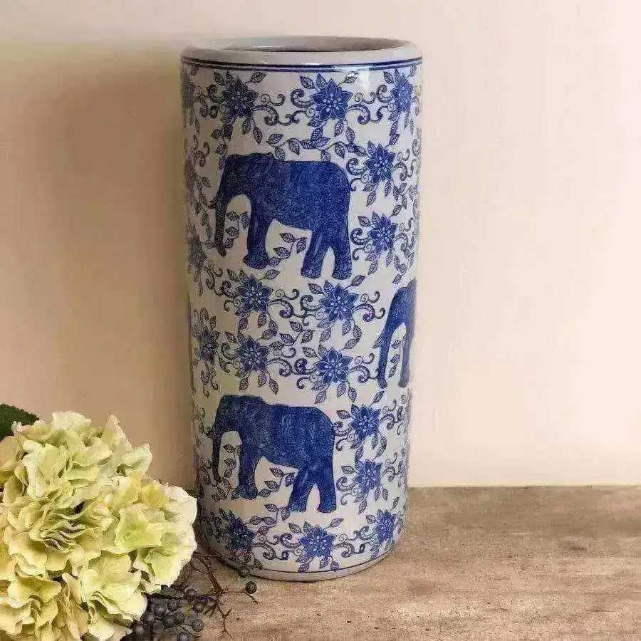 Blue and White Ceramic Umbrella Stand