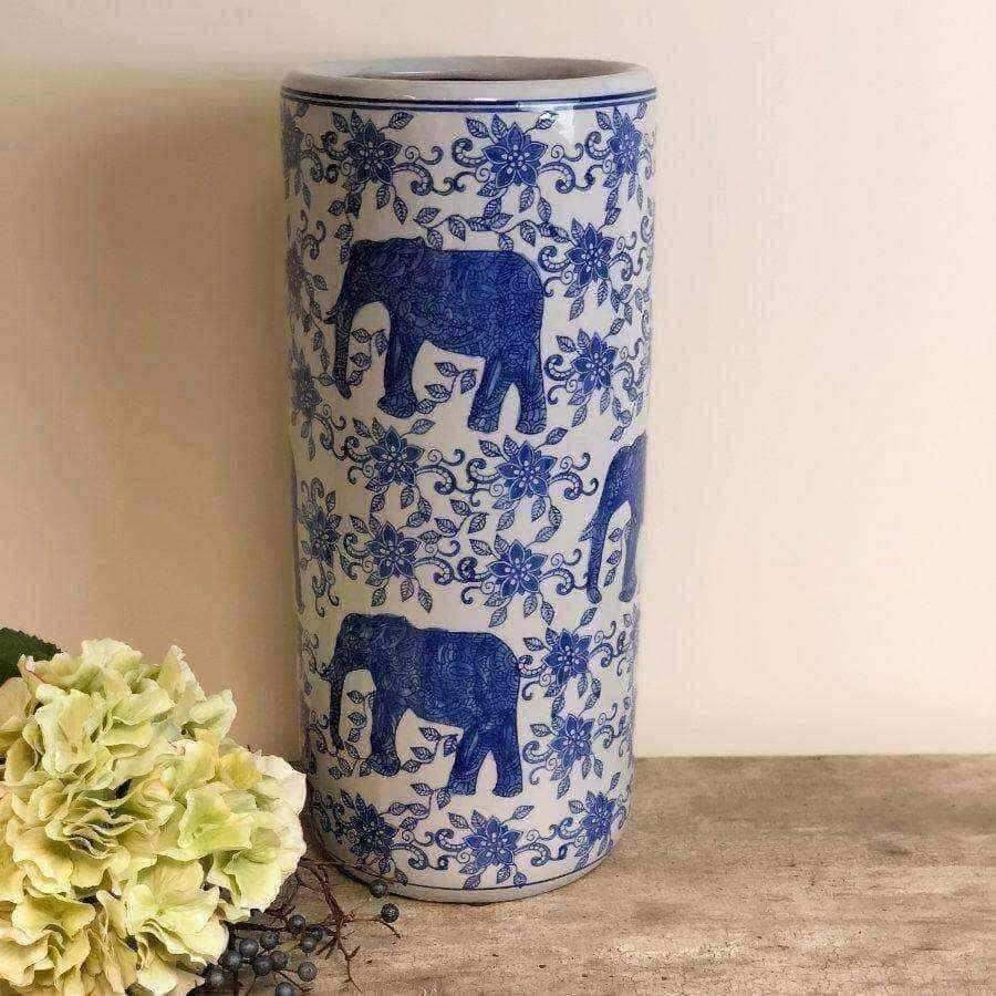 Blue and White Ceramic Umbrella Stand - The Farthing