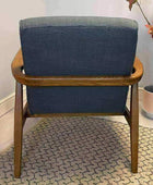 Blue Grey Linen Mid Century Inspired Arm Chair - The Farthing