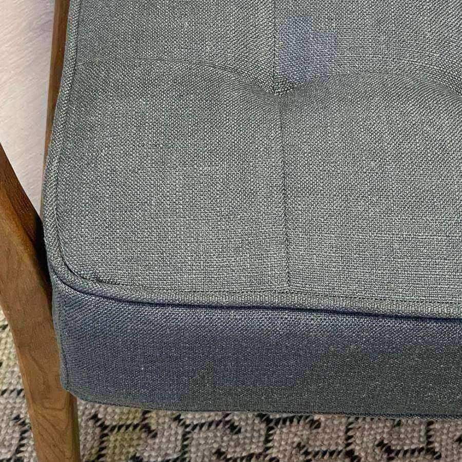 Blue Grey Linen Mid Century Inspired Arm Chair - The Farthing