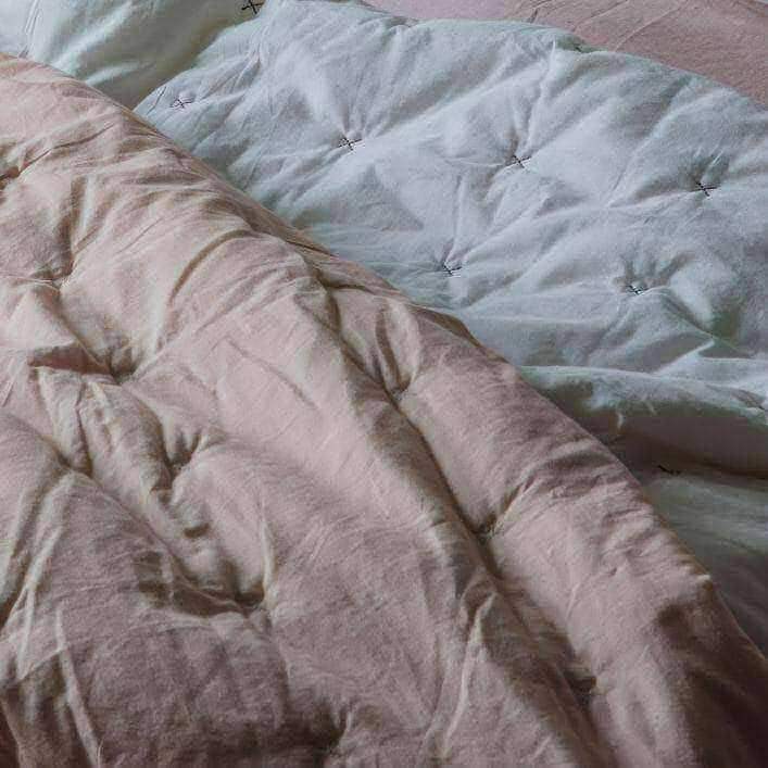 Blush Pink Cotton Stitch Bedspread - The Farthing