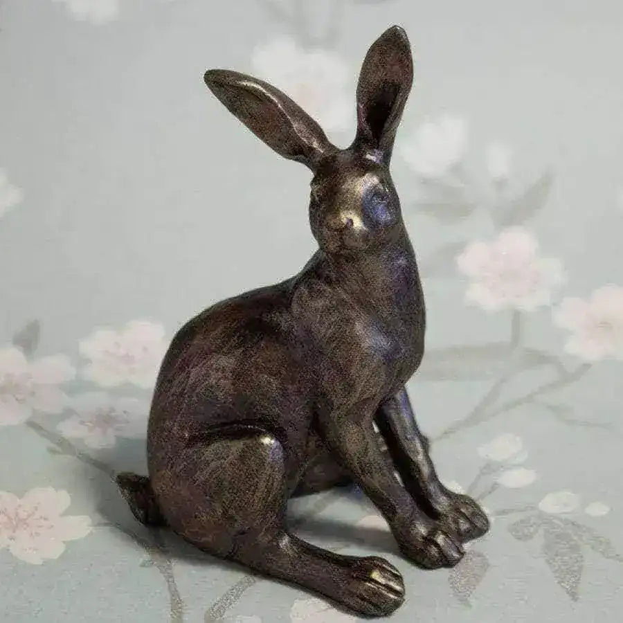 Bronze Rustic Sitting Hare Ornament - The Farthing