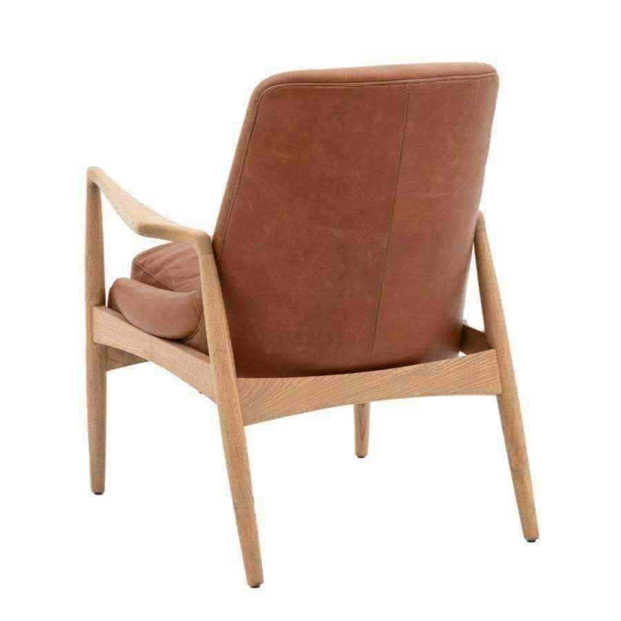 Brown Leather & Ash Wood Armchair - The Farthing