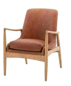 Brown Leather & Ash Wood Armchair - The Farthing