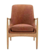 Brown Leather & Ash Wood Armchair - The Farthing