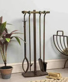 Burnished Brass Fireside Companion set of 4 Tools - The Farthing