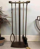 Burnished Brass Fireside Companion set of 4 Tools - The Farthing