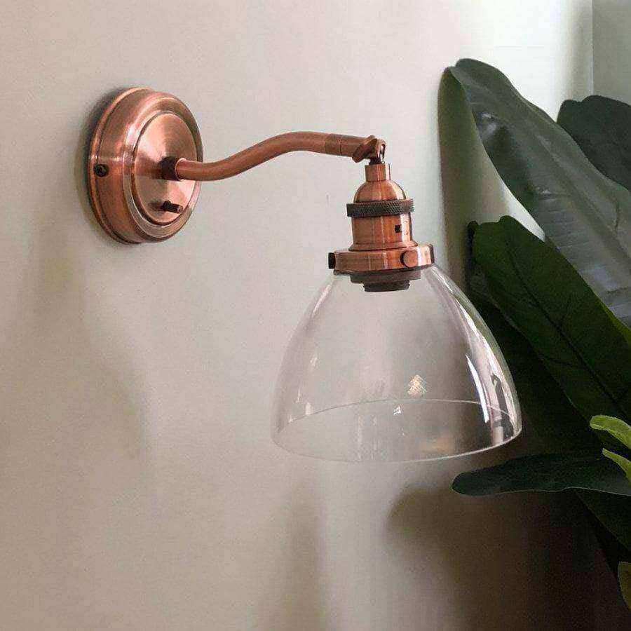 Burnished Copper Glass Wall Light - The Farthing