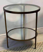 Burnished Gold Metal, Glass and Mirror Side Table - The Farthing