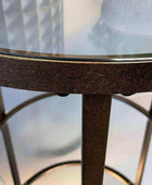 Burnished Gold Metal, Glass and Mirror Side Table - The Farthing