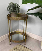 Burnished Gold Mirrored Filigree Side Table - The Farthing