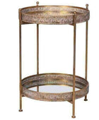 Burnished Gold Mirrored Filigree Side Table - The Farthing