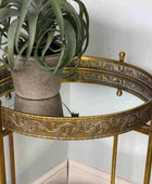 Burnished Gold Mirrored Filigree Side Table - The Farthing