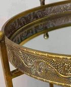 Burnished Gold Mirrored Filigree Side Table - The Farthing
