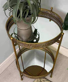 Burnished Gold Mirrored Filigree Side Table - The Farthing