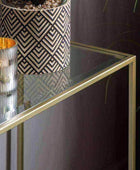 Champagne Metal and Glass Console Table - The Farthing