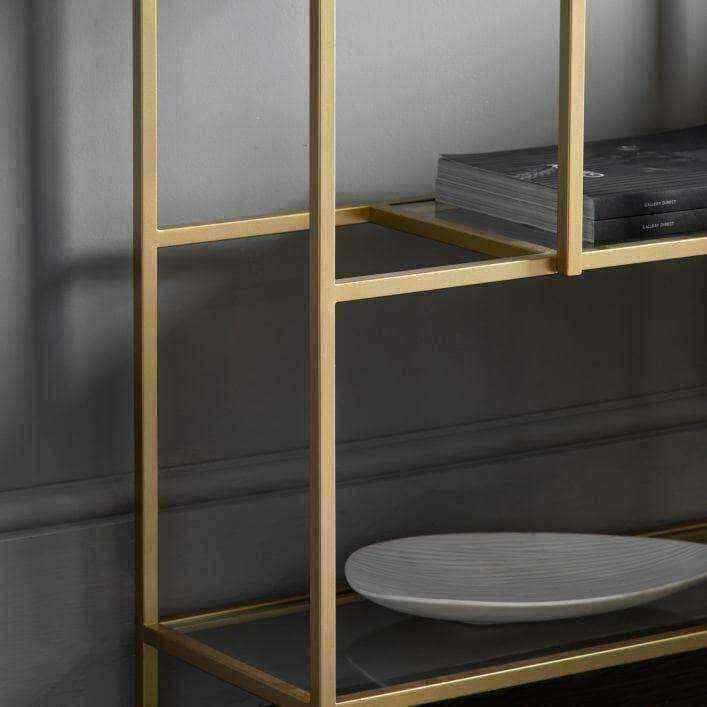 Champagne Metal and Glass Open Display Shelf Unit - The Farthing