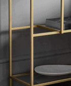 Champagne Metal and Glass Open Display Shelf Unit - The Farthing