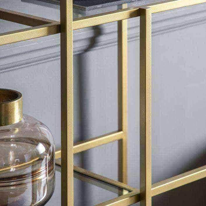 Champagne Metal and Glass Open Display Shelf Unit - The Farthing