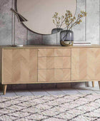 Chevron Fronted Oak 2Door 3Drawer Sideboard - The Farthing