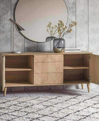 Chevron Fronted Oak 2Door 3Drawer Sideboard - The Farthing