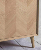 Chevron Fronted Oak 2Door 3Drawer Sideboard - The Farthing