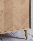 Chevron Fronted Oak 2Door 3Drawer Sideboard - The Farthing