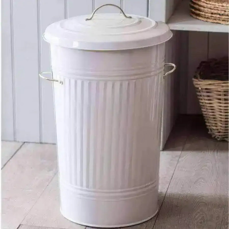 Chic Metal Kitchen Bin in Chalk & Nickel Handles