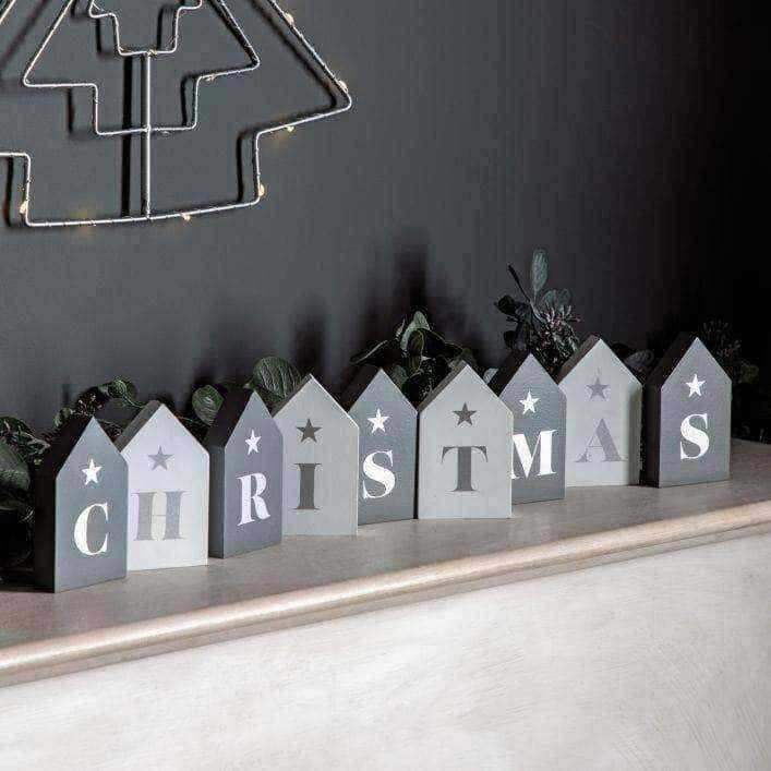 Christmas Word Display Blocks Grey / White Set - The Farthing