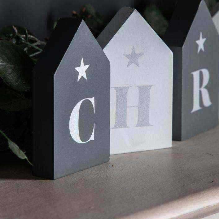 Christmas Word Display Blocks Grey / White Set - The Farthing