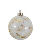 Clear Feather Etched Bauble with LED - The Farthing