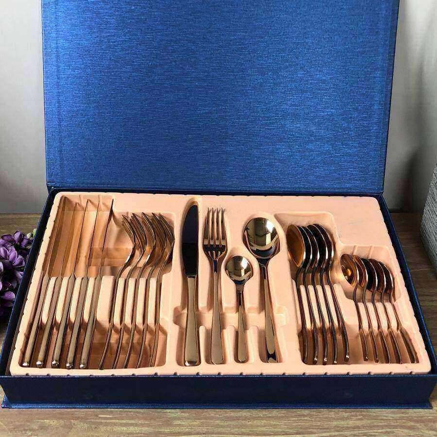 Copper Cutlery Set - 24 Piece - The Farthing