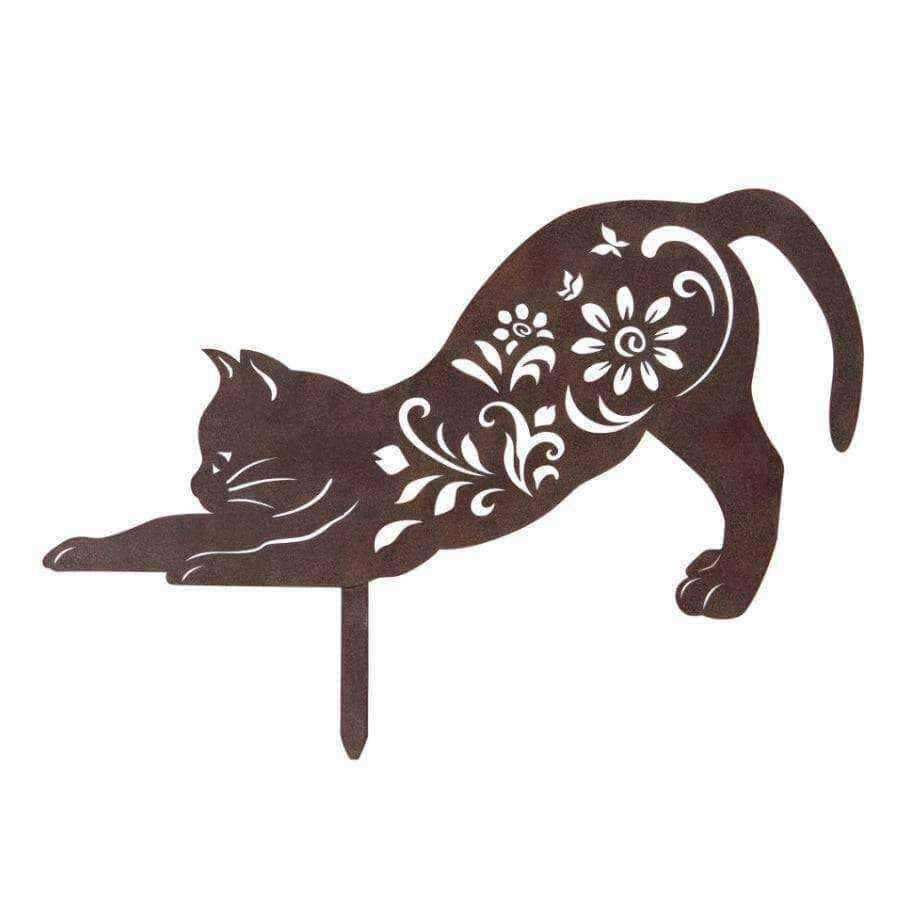 Decorative Metal Cat Garden Silhouette - The Farthing