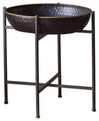 Deep Distressed Black Metal Side Table - The Farthing