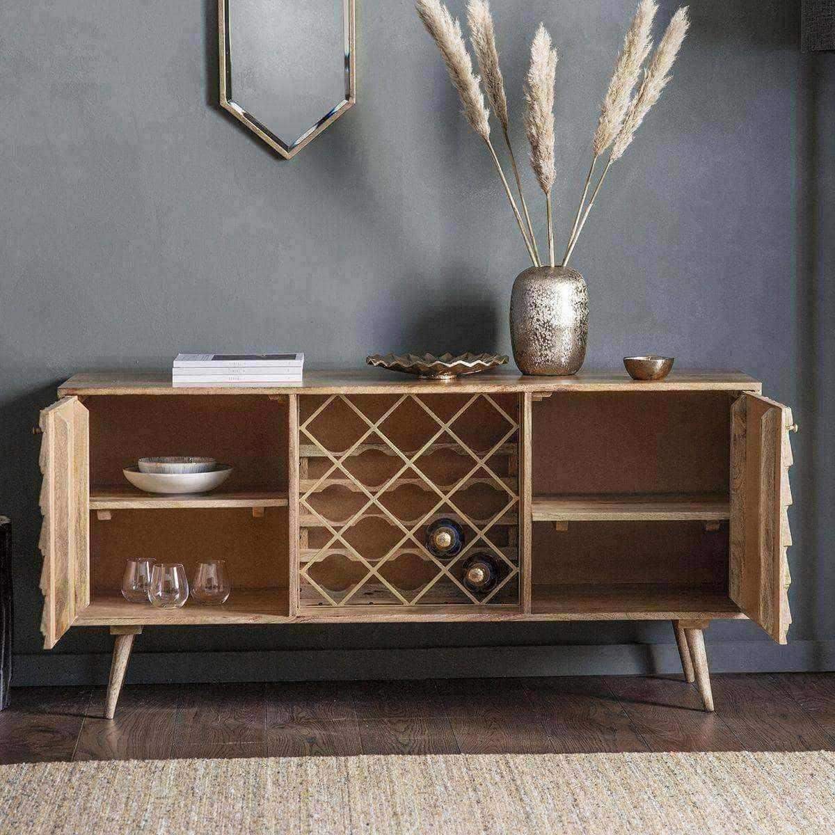 Diamond Wood 2 Door Sideboard with Wine Storage - The Farthing